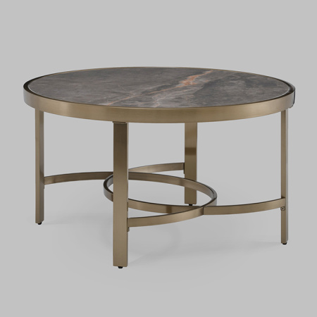 Журнальный столик Адриана D80 серая керамика Stool Group ECT-223-BRCG-BNSG