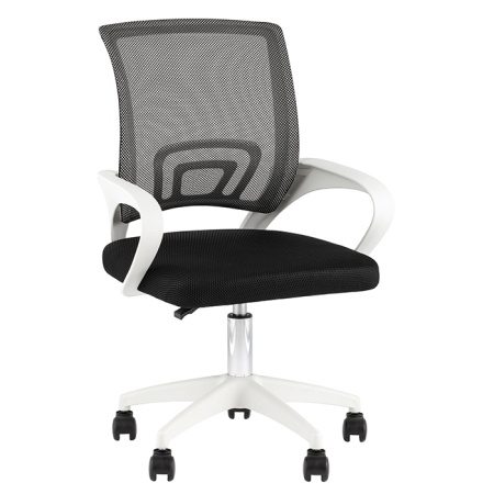 Кресло офисное TopChairs Simple чёрный крестовина белая Stool Group OUE-2501W black