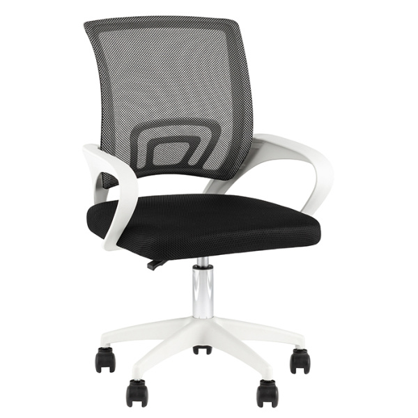 Кресло офисное TopChairs Simple чёрный крестовина белая Stool Group OUE-2501W black