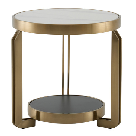 Журнальный столик Калисто светлая/темная керамика Stool Group EET-316-BRCG white/black