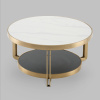 Журнальный столик Калисто светлая/темная керамика Stool Group ECT-316-BRCG white/black