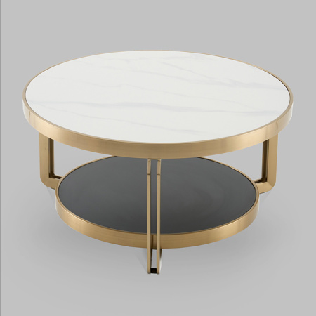 Журнальный столик Калисто светлая/темная керамика Stool Group ECT-316-BRCG white/black