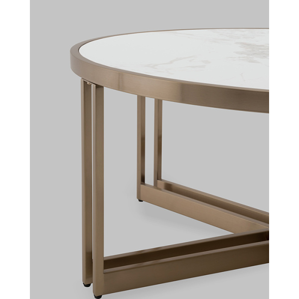 Журнальный столик Алиада D90 светлая керамика Stool Group ECT-279-BRCG