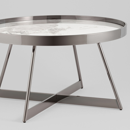 Журнальный столик Гера D80 белая керамика Stool Group ECT-280-GM