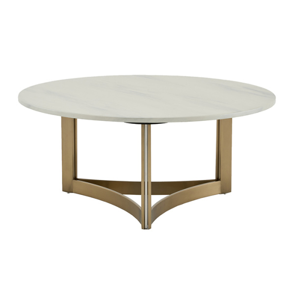Журнальный столик Кассия D90 светлая керамика Stool Group ECT-292-BRCGS-white 333-2