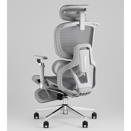 Кресло офисное TopChairs Prodigy с оттоманкой серый Stool Group D-566-1 grey