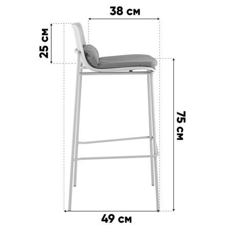 Стул барный Louran с подушкой серый Stool Group D-012H-75 grey