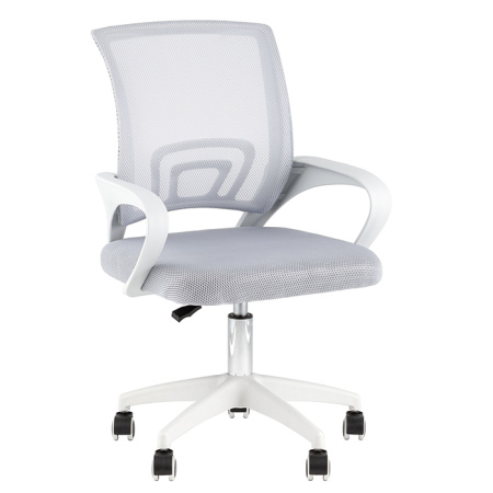 Кресло офисное TopChairs Simple серый крестовина белая Stool Group OUE-2501W grey