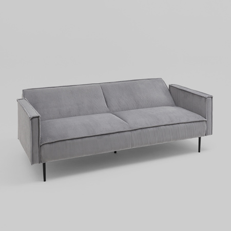 Диван прямой Кассель велюр рельефный светло-серый Stool Group vd-cassel-cl-steel