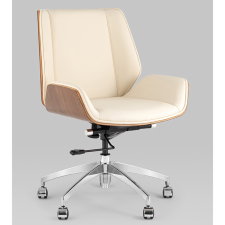 Кресло офисное TopChairs Crown бежевый Stool Group A312-A 8383-1 walnut back