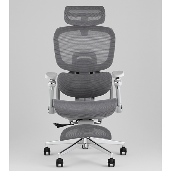 Кресло офисное TopChairs Prodigy с оттоманкой серый Stool Group D-566-1 grey