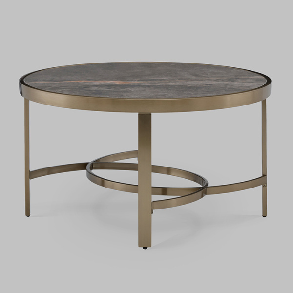Журнальный столик Адриана D80 серая керамика Stool Group ECT-223-BRCG-BNSG