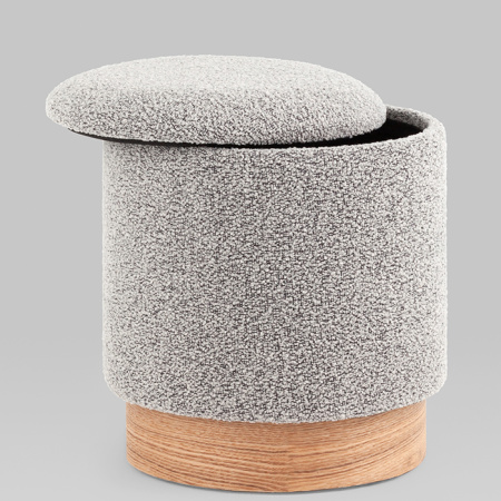 Пуф с ящиком Холли XS букле серый Stool Group 21B810BCB-S BCB-10