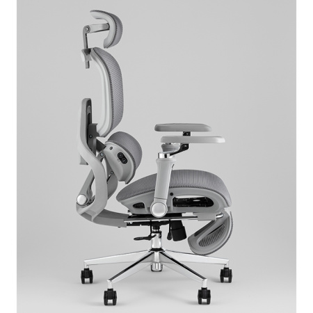 Кресло офисное TopChairs Prodigy с оттоманкой серый Stool Group D-566-1 grey