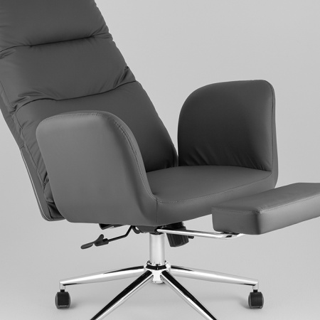Кресло офисное TopChairs Solid с оттоманкой серый Stool Group DD-004-OT NC grey