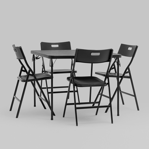 Комплект раскладного стола и стульев чёрный Stool Group YX-ZFP86 black