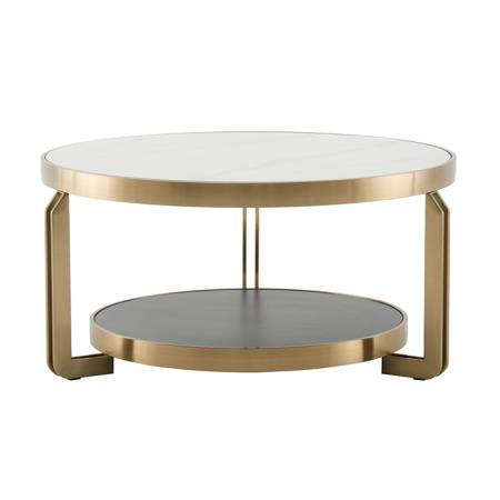 Журнальный столик Калисто светлая/темная керамика Stool Group ECT-316-BRCG white/black