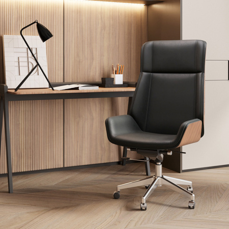 Кресло офисное TopChairs Crown чёрный Stool Group A312 8383-29 walnut back