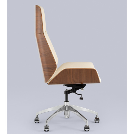 Кресло офисное TopChairs Crown бежевый Stool Group A312 8383-1 walnut back