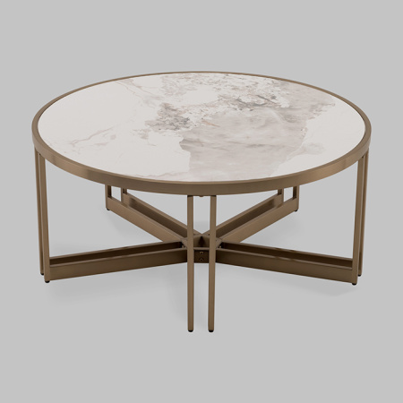 Журнальный столик Алиада D90 светлая керамика Stool Group ECT-279-BRCG