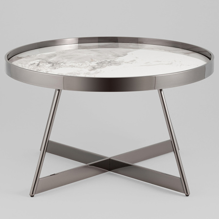 Журнальный столик Гера D80 белая керамика Stool Group ECT-280-GM
