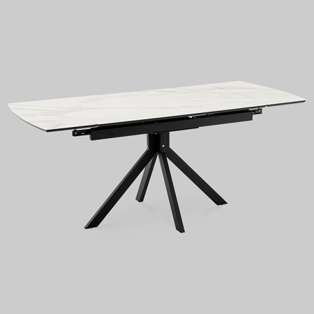 Стол раскладной Галац 120-180х80 см стекло белый основание черное Stool Group SO 273-77762