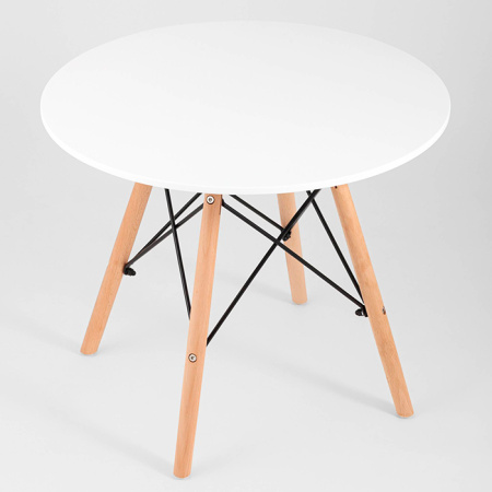 Стол круглый Eames DSW Small D60 белый деревянные ножки Stool Group T005-C